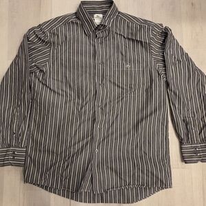 Lacoste Men's Black Striped Button Down Shirt